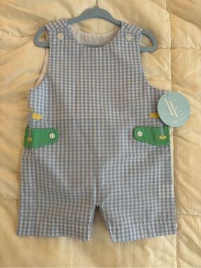 Little English Blue and White Gingham John John Golf 12M